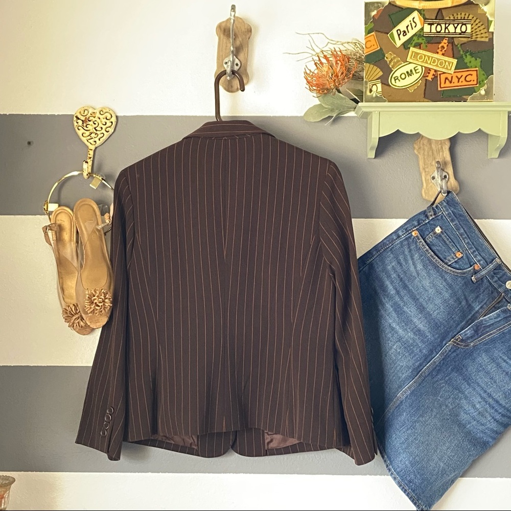 BCBGMaxAzria brown pinstripe professional blazer - Picture 3 of 16